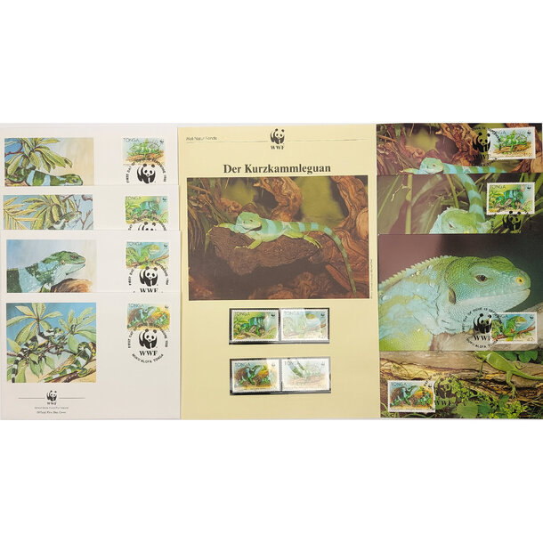 Lot fdc tonga 19890 - leguány - Lot 4 ks FDC a známky Tonga 1990 - Leguány