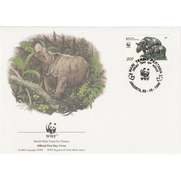 Lot fdc indonézia 1996 - nosorožce - set-fdc-indonesia-1996-4