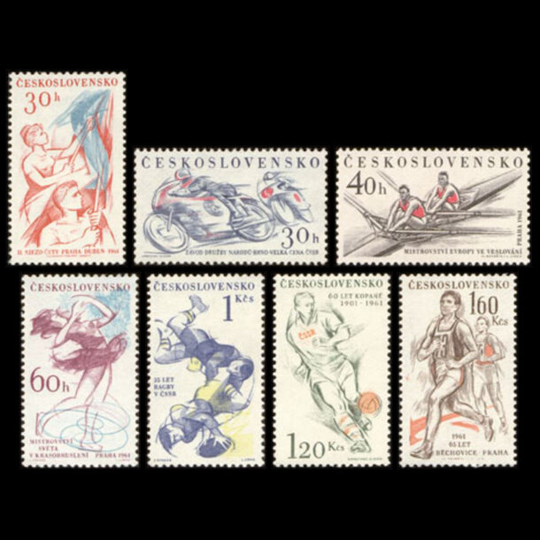 Séria známok československo 1961 - šport - znamky-1961-1244-50