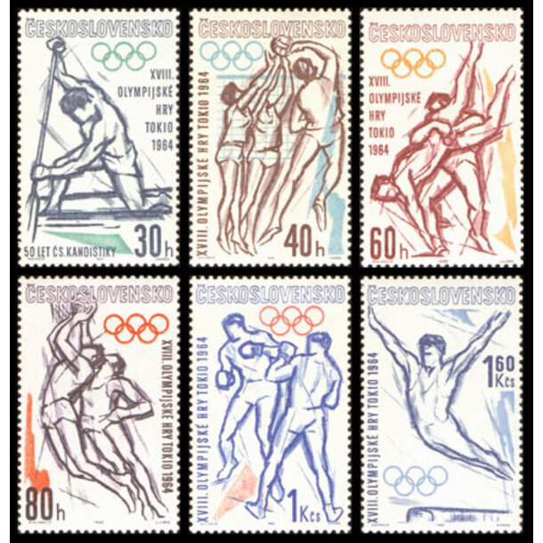 Séria známok československo 1963 - olympijské hry tokio - znamky-1963-1432-7