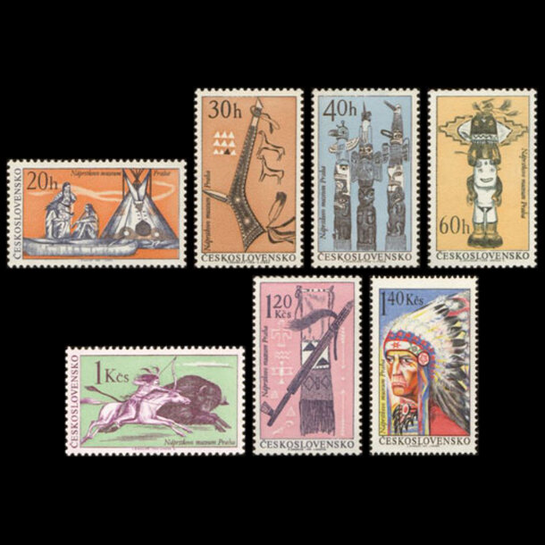 Séria známok československo 1966 - indiáni - znamky-1966-1629-35
