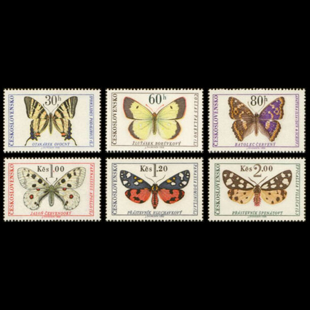 Séria známok československo 1966 - motýle - znamky-1966-1620-25