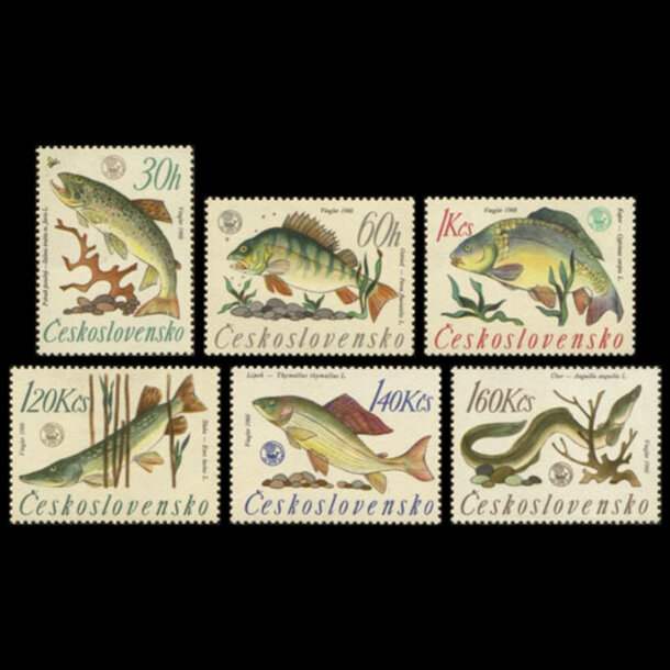 Séria známok československo 1966 - ryby - znamky-1966-1609-14