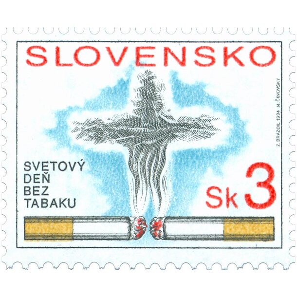 Známka slovensko 1994 - svetový deň bez tabaku - známka-1994-Svetový-deň-bez