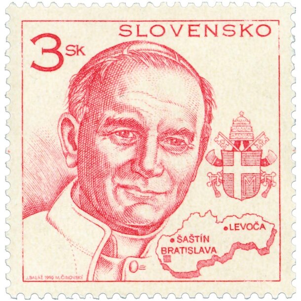 Známka slovensko 1995 - návšteva pápeža jána pavla ii. - známka-1995-papez
