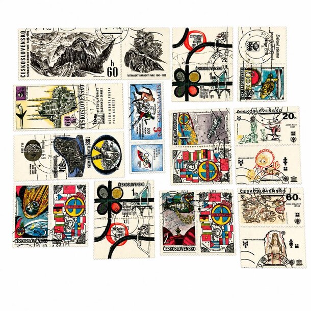 Balíček poštových známok - československo - 24. ČSR 1945-1992 - Lot kupónov 12ks - pečiatkované