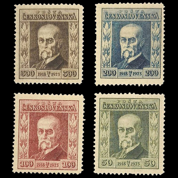 Séria známok československo 1923 -  masaryk - vznik čsr - znamky-csr-1923-205-08