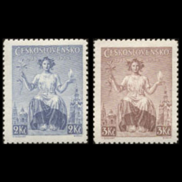 Séria známok československo 1938 - 20. výročie čs. známok - znamky-1938-404-05