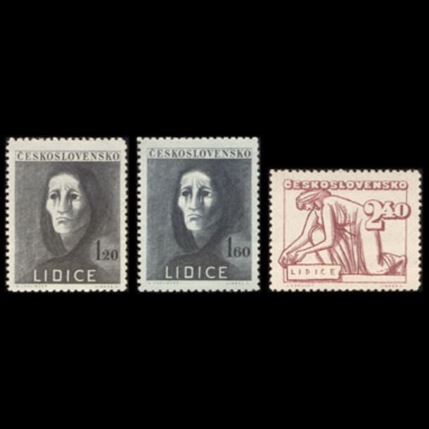 Séria známok československo 1947 - lidice - znamky-1947-518-20