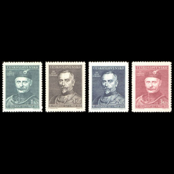 Séria známok československo 1948 - všesokolský slet (portréty) - znamky-1948-540-43