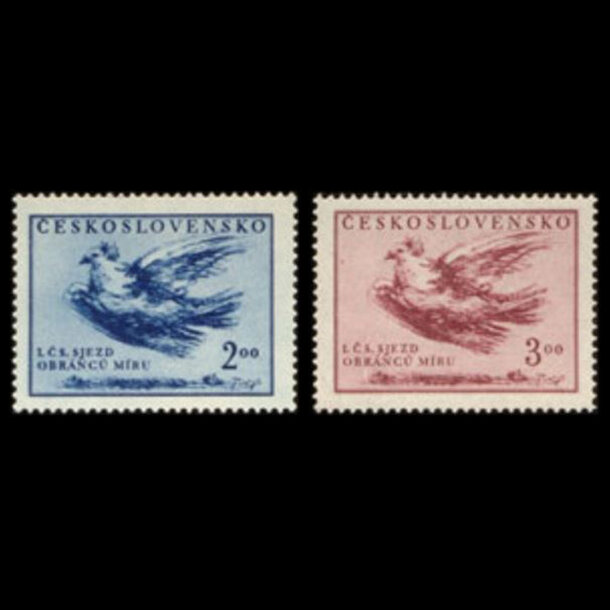 Séria známok československo 1951 - zjazd obrancov mieru - znamky-1951-643-44