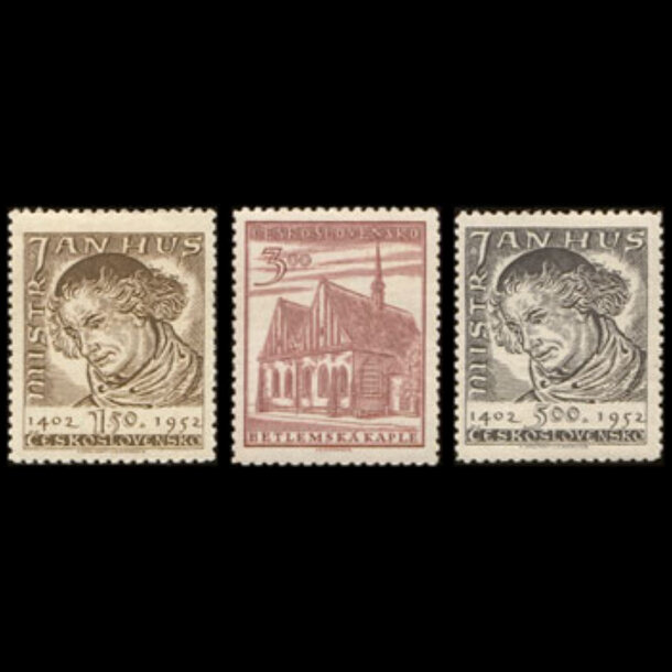 Séria známok československo 1952 - jan hus - znamky-1952-743-45