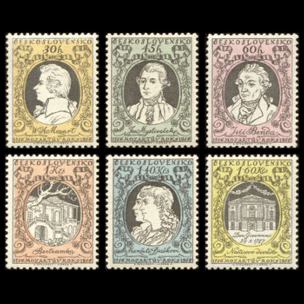 Séria známok československo 1956 - pražská jar - znamky-1956-968-73