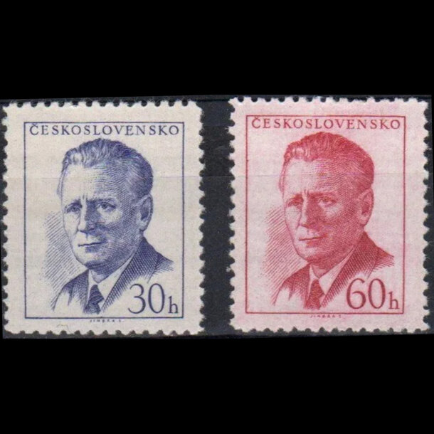 Séria známok československo 1958 - antonín novotný - znamky-1958-1081-82B