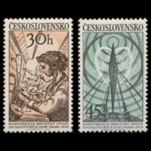Séria známok československo 1958 - konferencia spojov - znamky-1958-1083-84