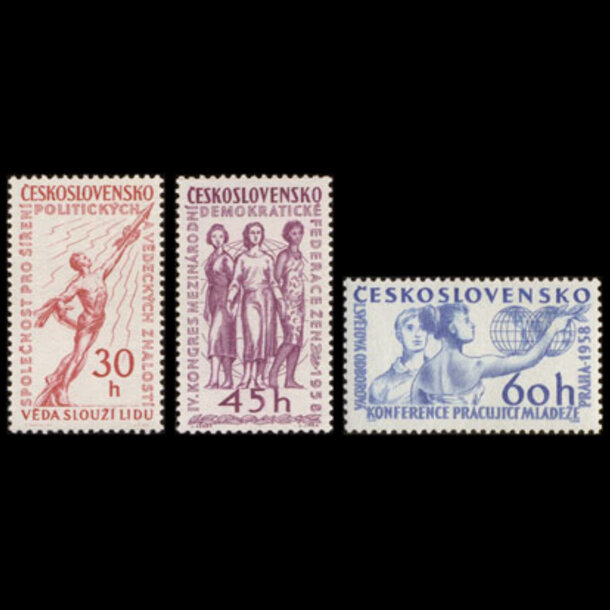 Séria známok československo 1958 - politické udalosti - znamky-1958-1078-80