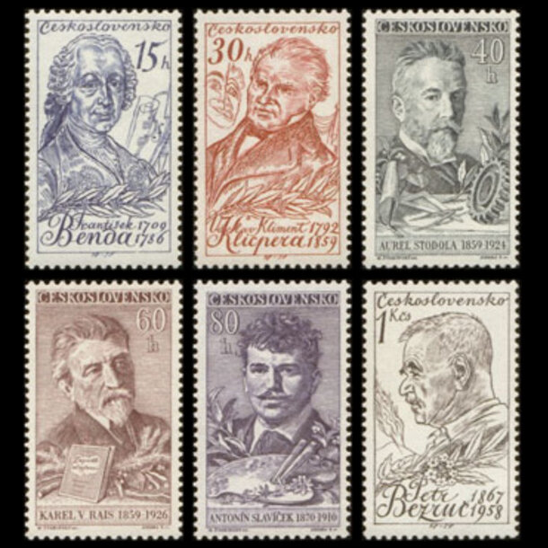 Séria známok československo 1959 - kultúrne osobnosti - znamky-1959-1140-45