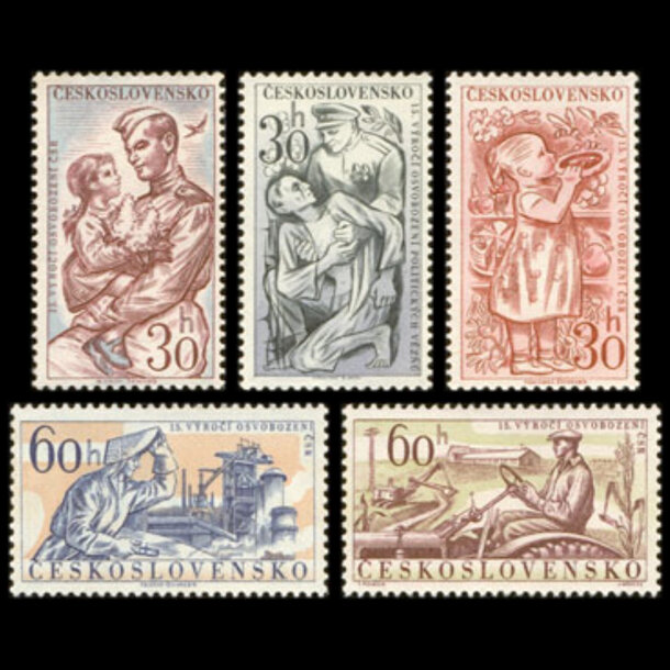 Séria známok československo 1960 - oslobodenie československa - znamky-1960-1194-98