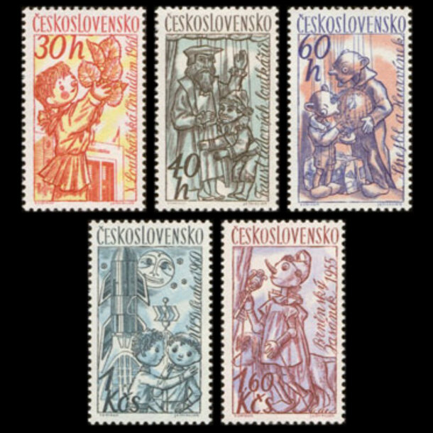 Séria známok československo 1961 - československé bábky - znamky-1961-1275-79