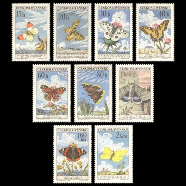 Séria známok československo 1961 -  motýle - znamky-1961-1301-09