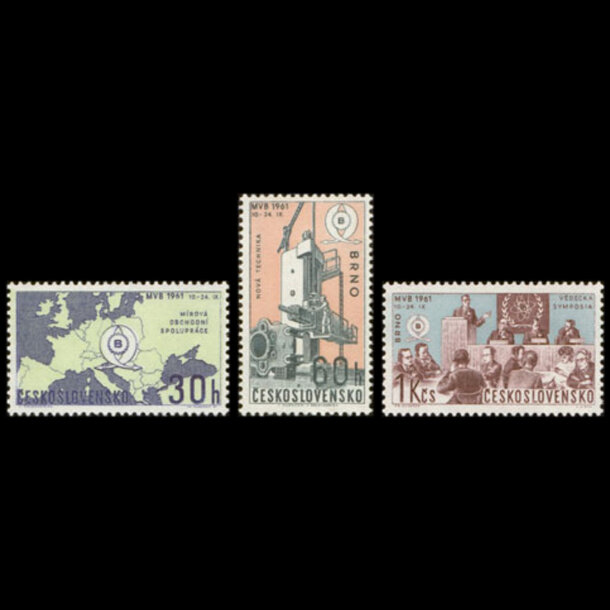 Séria známok československo 1961 - veľtrh brno - znamky-1961-1283-85