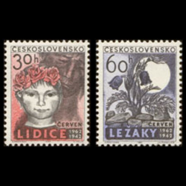 Séria známok československo 1962 - lidice a ležáky - znamky-1962-1346-47