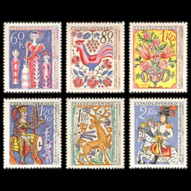Séria známok československo 1963 - ľudové umenie - znamky-1963-1425-30