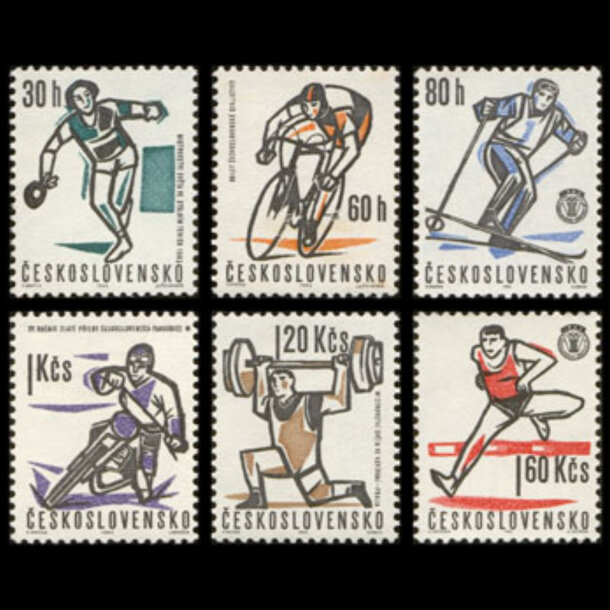 Séria známok československo 1963 - šport - znamky-1962-1377-82