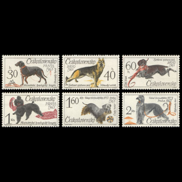 Séria známok československo 1965 - svetová výstava psov - znamky-1965-1542-47