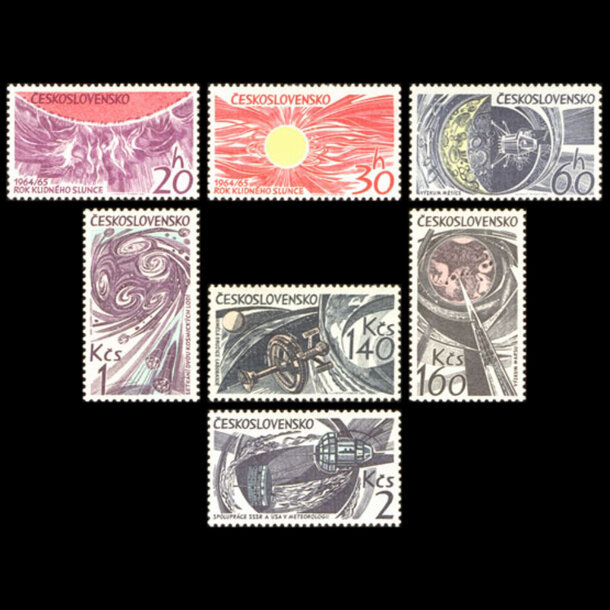 Séria známok československo 1965 - výskum vesmíru - znamky-1965-1515-21