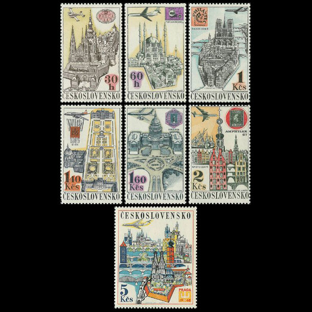 Séria známok československo 1967- letecké praga 68 - znamky-1967-1738-4