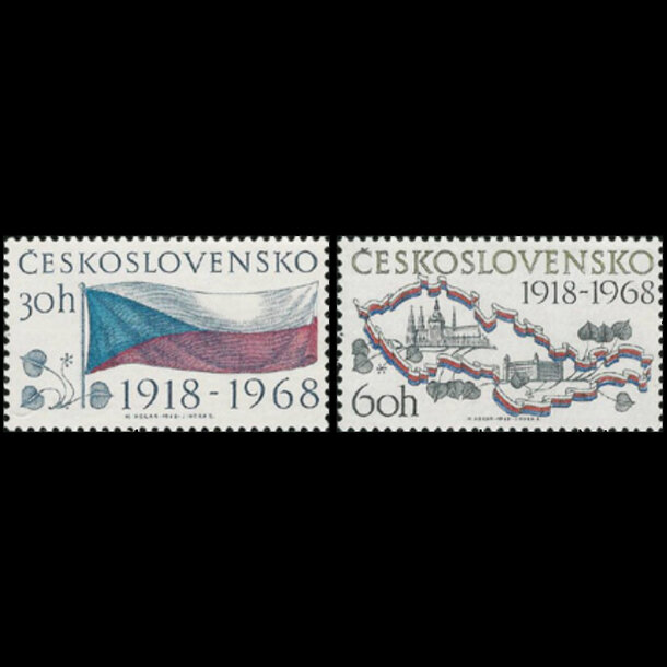 Séria známok československo 1968 - 50 rokov čsr - znamky-1968-1829-30