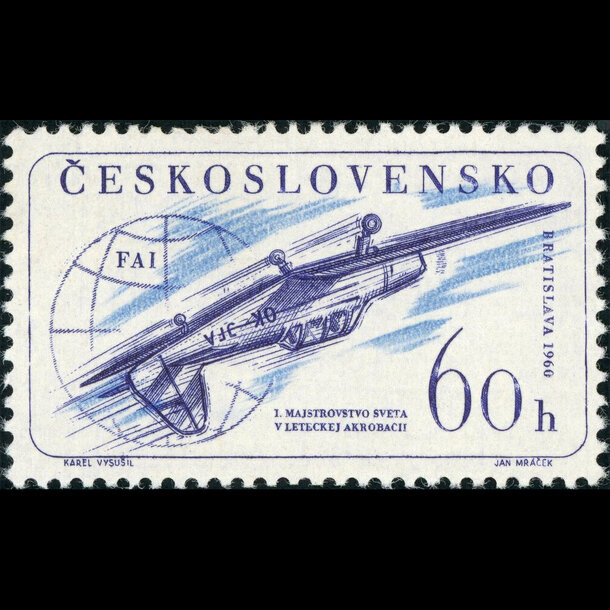 Známka československo 1960 - ms v leteckej akrobacii - znamky-1960-1221