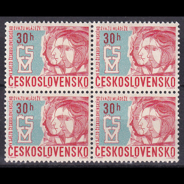 Známka československo 1967 - zjazd čsm (štvorblok) - znamky-1967-1675-4bloky