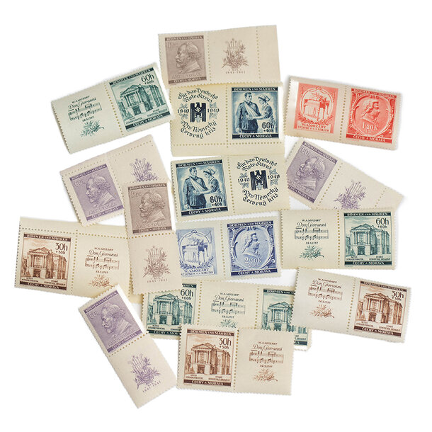 Balíček poštových známok - protektorát čechy a morava - balicek-znamky-protektorat-15-kupony