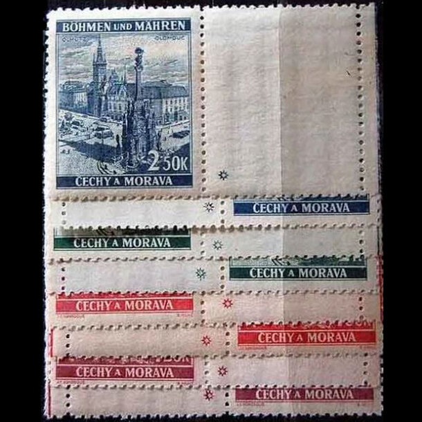 Séria známok protektorát čechy a morava 1939 - krajinky (kupóny) l+p hviezdička - znamky-pcm-1939-29-32KLP-H