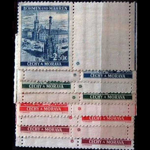 Séria známok protektorát čechy a morava 1939 - krajinky (kupóny) l+p krížik - znamky-pcm-1939-29-32KLP-K