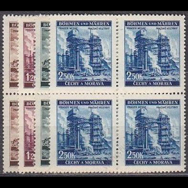 Séria známok protektorát čechy a morava 1941 - pražská výstava (štvorbloky) - znamky-pcm-1939-75-78B