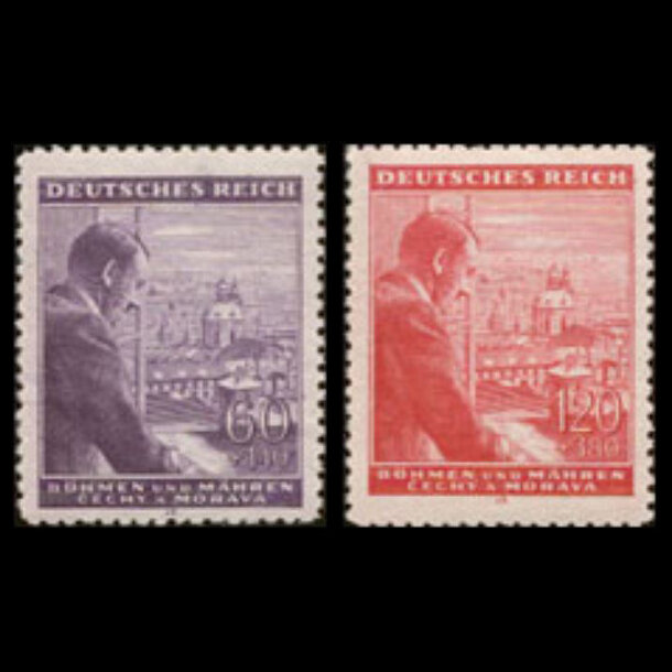 Séria známok protektorát čechy a morava 1943 - narodeniny a. hitlera - znamky-pcm-1943-126-27