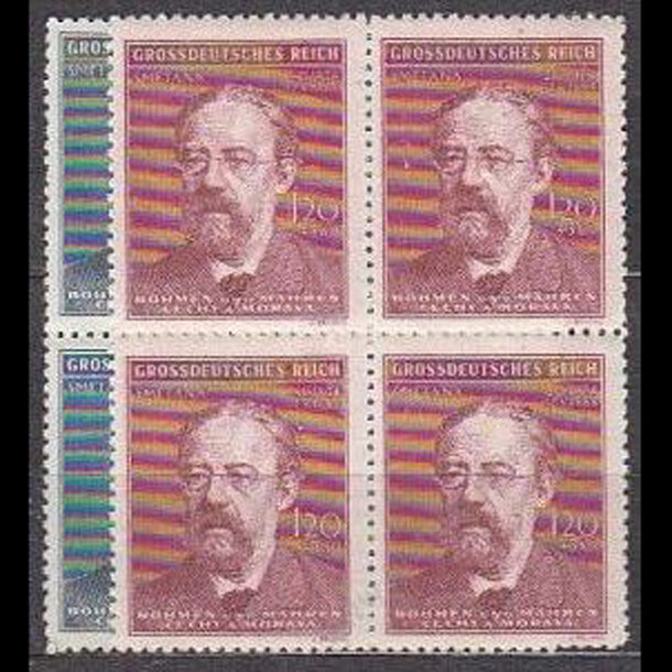 Séria známok protektorát čechy a morava 1944 - bedřich smetana (štvorbloky) - znamky-pcm-1944-138-39B