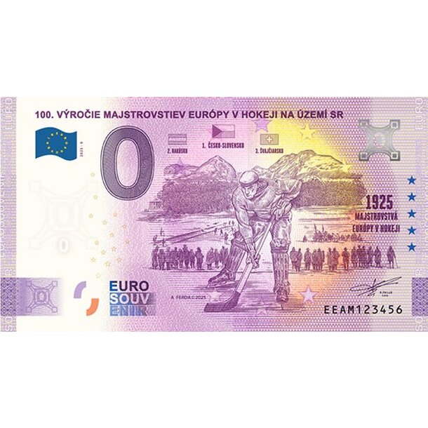 0 euro souvenir 2025 - 100.výročie majstrovstiev európy v hokeji na území sr - 0-euro-souvenir-me-hokej-vyrocie