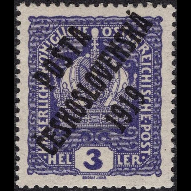 Známka československo 1919 - 3 h cisárska koruna - pretlač 1919 - znamky-1919-40