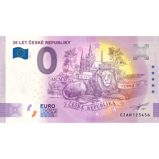 0 euro souvenir česko 2023 - 30 let české republiky - AH4_0-euro-souvenir-30-let-a-hr