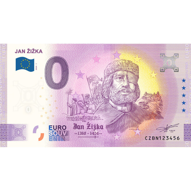 0 euro souvenir česko 2024 - ján žižka - BN_0-euro-souvenir-ZIZKS-a-hr