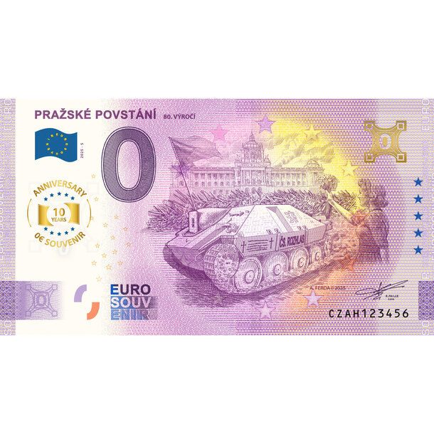 0 euro souvenir česko 2025 - pražské povstání - anniversary - AH5_0-euro-souvenir-prazske-povstani-25-a-hr-anniversary