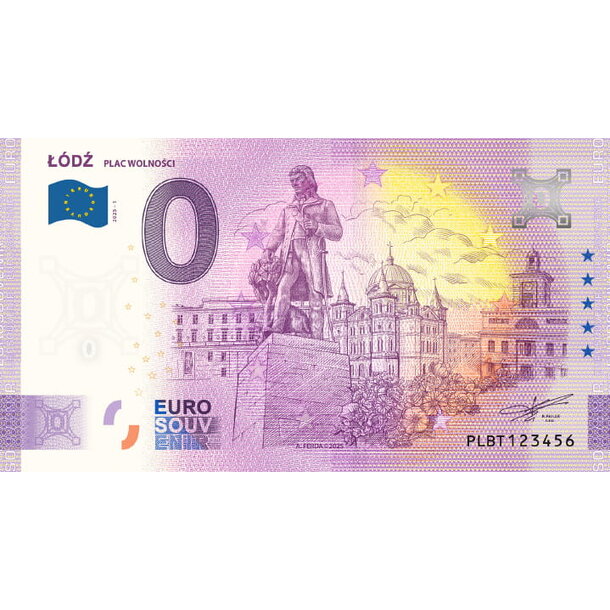 0 euro souvenir poľsko 2025 - łódź plac wolności - 0-euro-souvenir-lodz-a-2