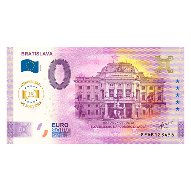 0 euro souvenir slovensko 2025 - bratislava - divadlo - anniversary - AB5_0-euro-souvenir-bratisl