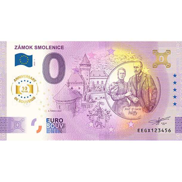 0 euro souvenir slovensko 2025 - zámok smolenice anniversary - 0-euro-souvenir-smolenice-a