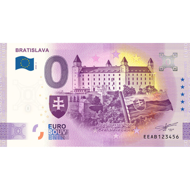 0 euro souvenir slovensko 2026 - bratislava - hrad so znakmi - AB2_0-euro-souvenir-sk-bratislava-a-hr