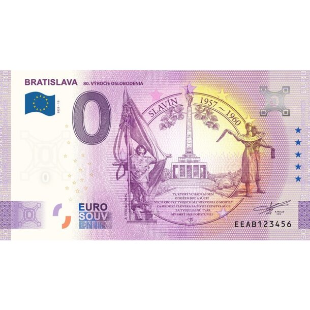 0 euro souvenir slovensko 2025 - bratislava - 80. výročie oslobodenia - slavín